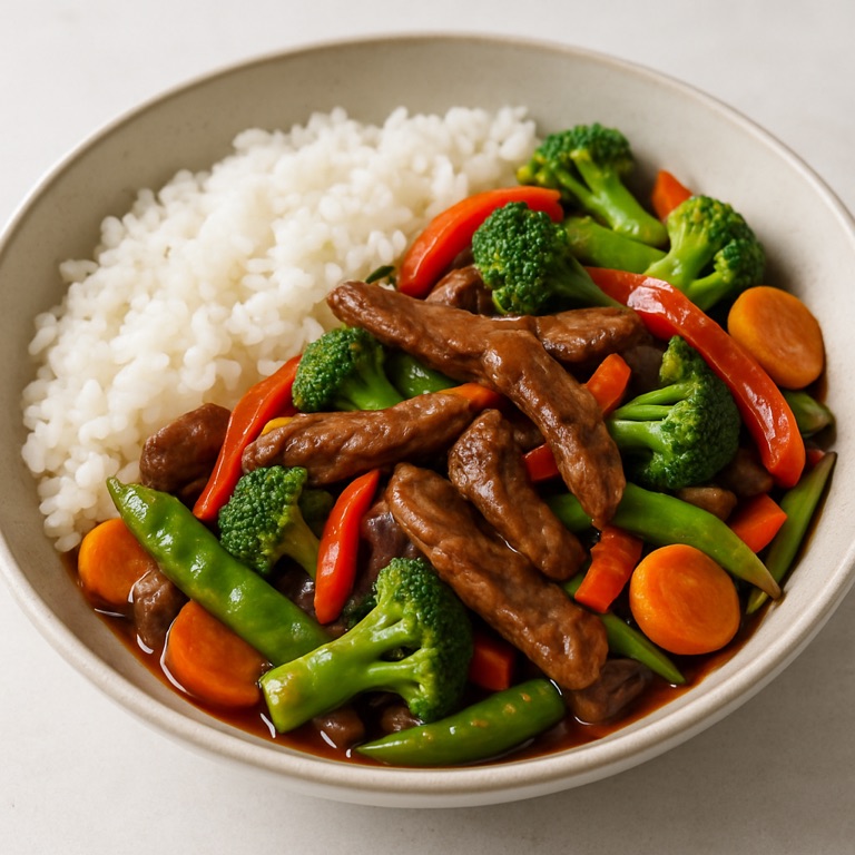 Beef and Vegetable Stir-Fry with Rice