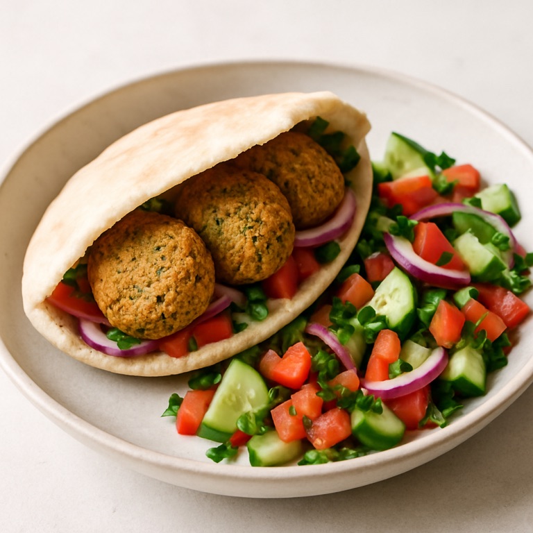 Baked Falafel with Pita and Salad