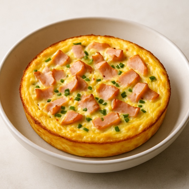 Lighter Crustless Quiche Lorraine with Turkey Ham