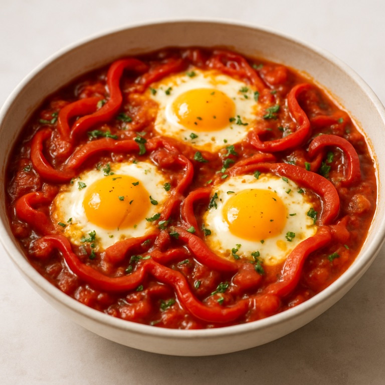 Shakshuka with Eggs and Peppers