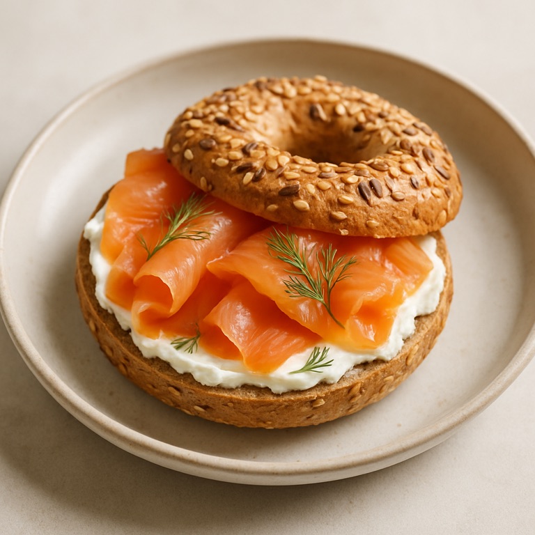 Smoked Salmon on Wholegrain Bagel